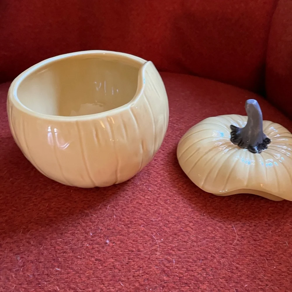 Crate&barrel pumpkin bowl with lid